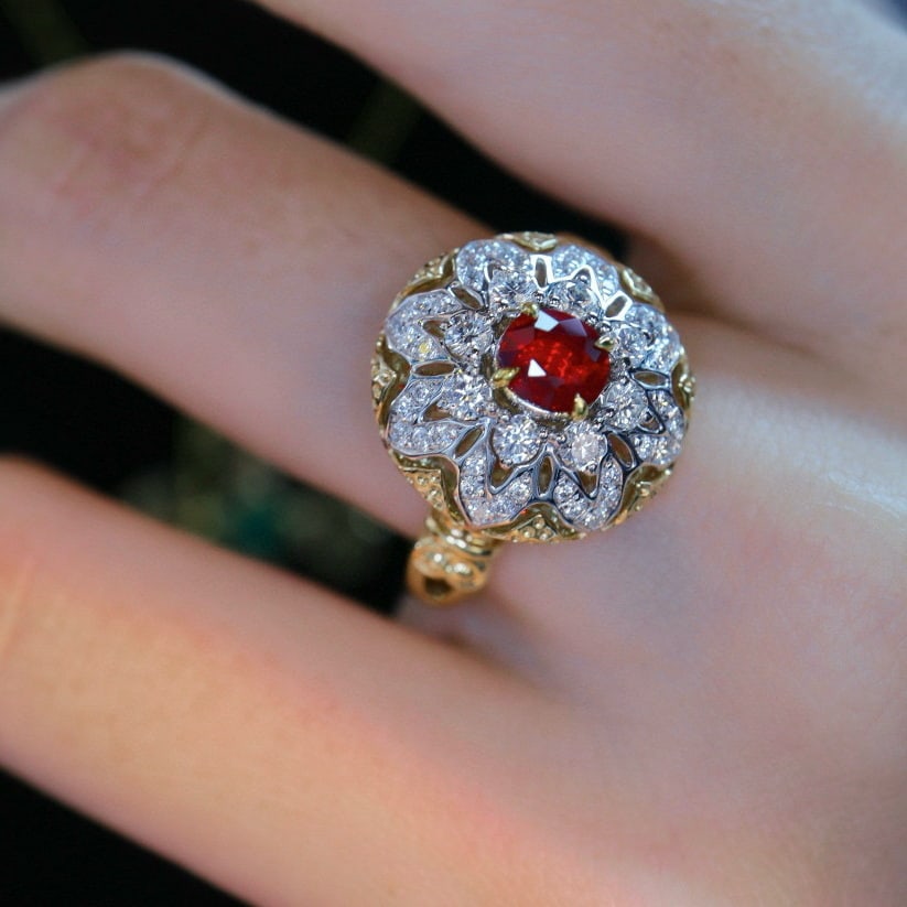14k Gold 1.21 Ctw Natural Ruby & Diamond Ring - 3