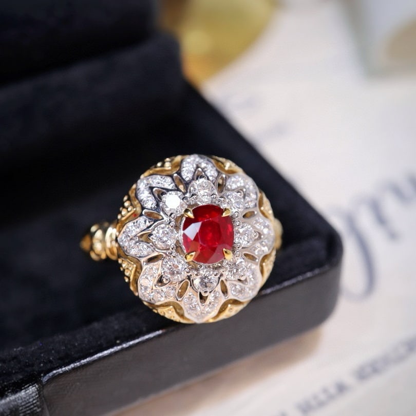 14k Gold 1.21 Ctw Natural Ruby & Diamond Ring - 4