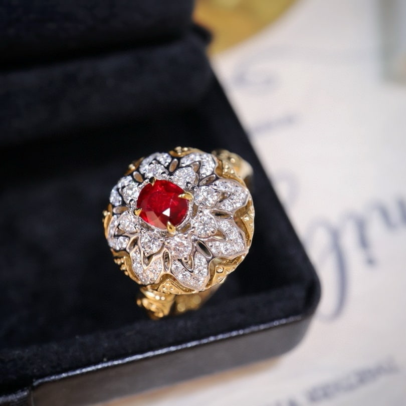14k Gold 1.21 Ctw Natural Ruby & Diamond Ring - 5