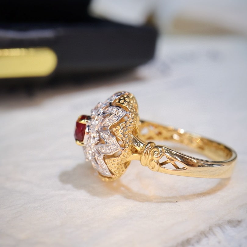 14k Gold 1.21 Ctw Natural Ruby & Diamond Ring - 6