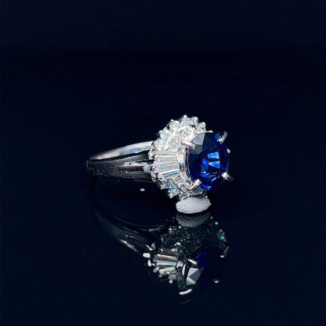 14k Gold 1.60 Ctw Natural Sapphire & Diamond Ring - 2