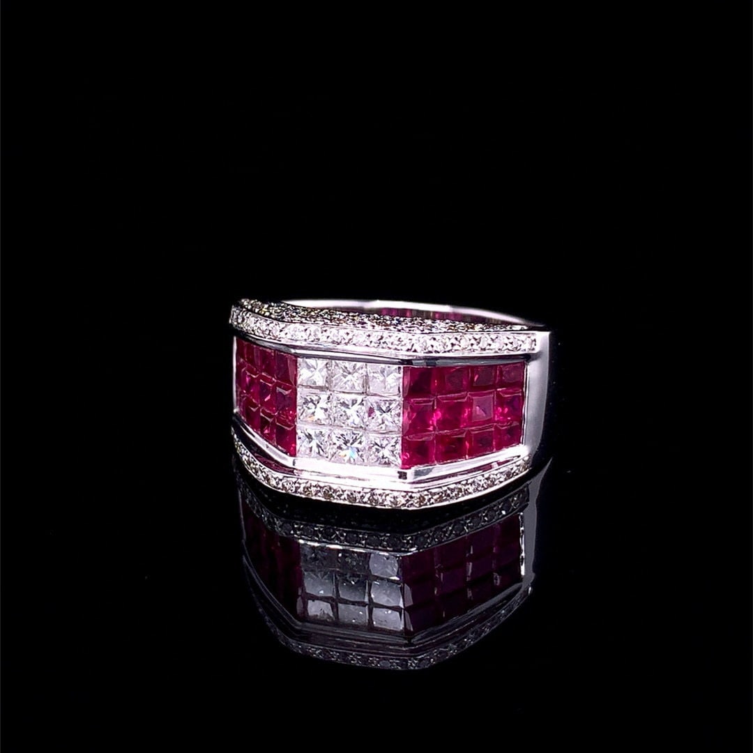 14k Gold 2.94 Ctw Natural Ruby & Diamond Ring - 2