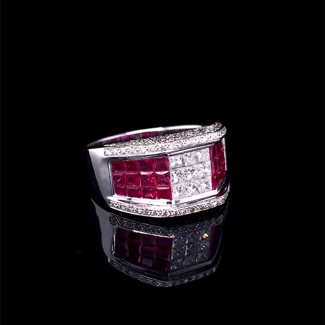 14k Gold 2.94 Ctw Natural Ruby & Diamond Ring - 3
