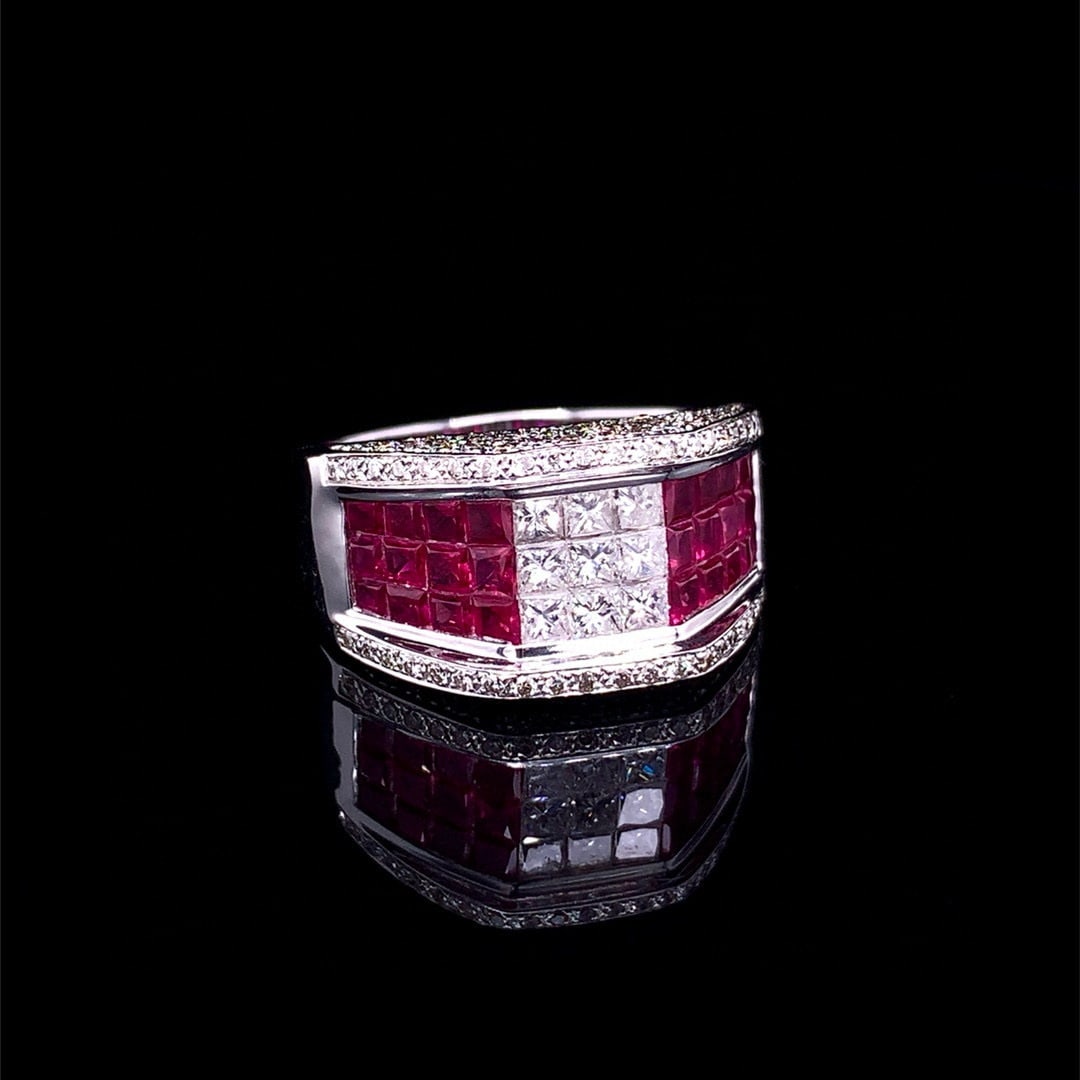 14k Gold 2.94 Ctw Natural Ruby & Diamond Ring - 4