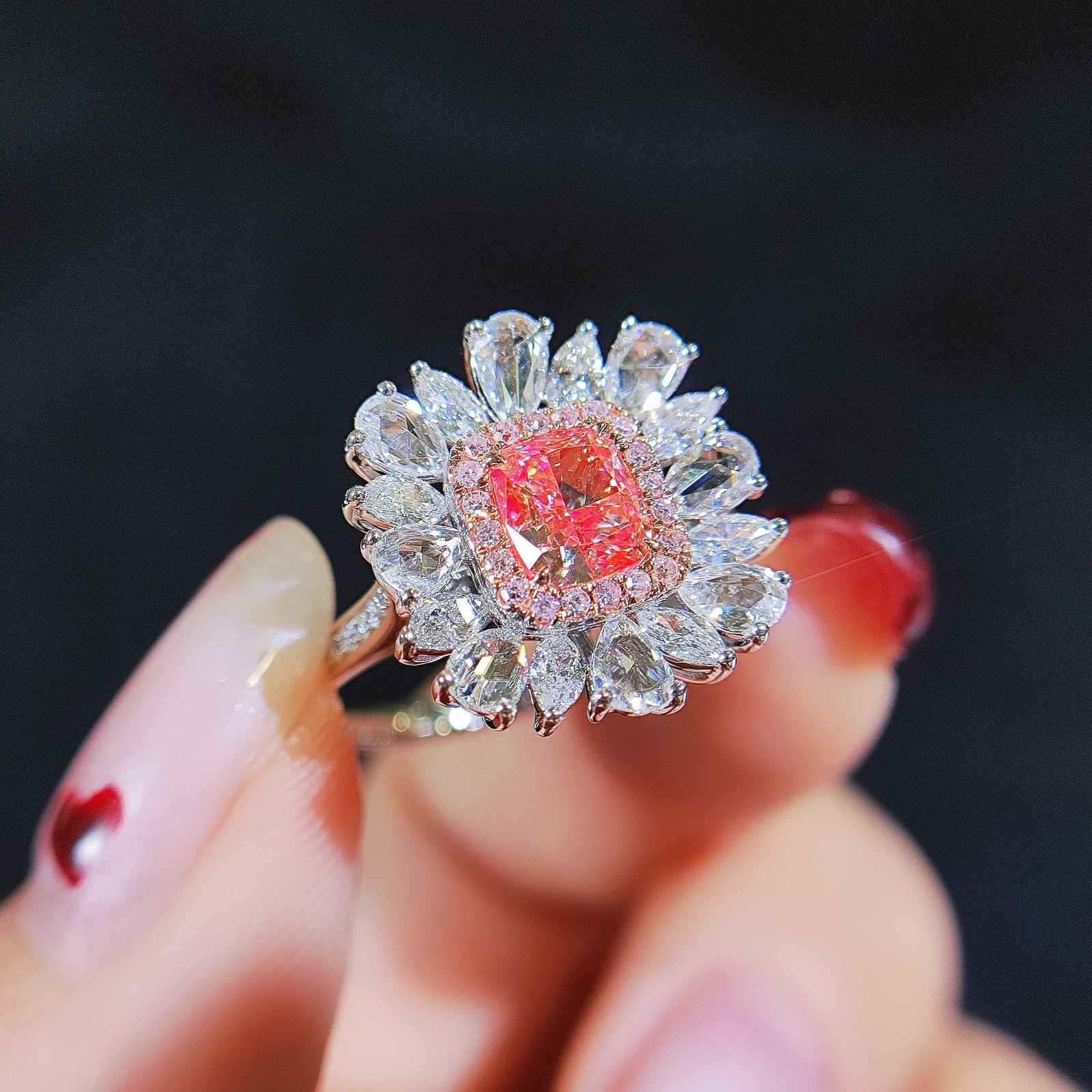 14k Gold 2.27 Ctw Natural Pink Diamond & Diamond Ring/pendant( Without Chain ) - 2