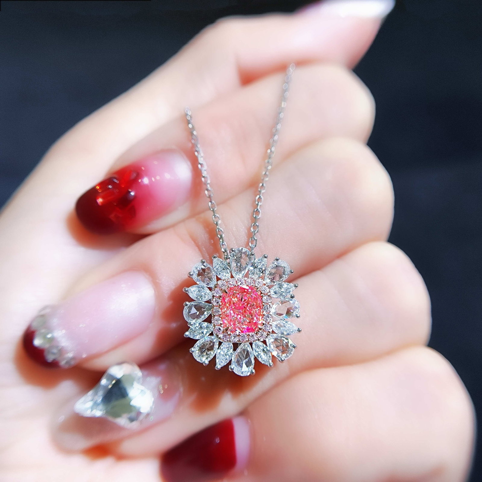 14k Gold 2.27 Ctw Natural Pink Diamond & Diamond Ring/pendant( Without Chain ) - 3