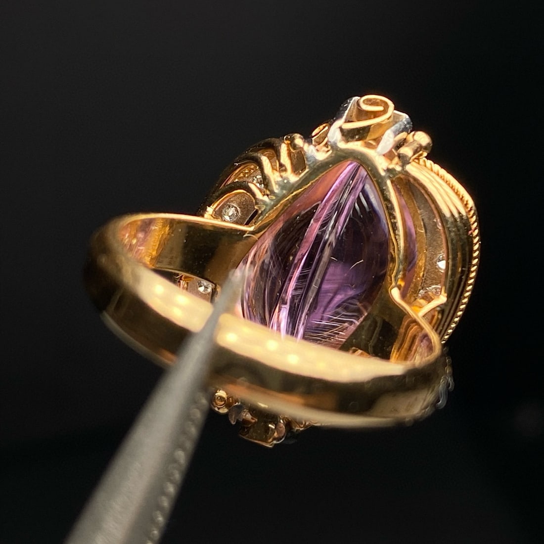 14k Gold 12.74 Ctw Natural Kunzite & Diamond Ring - 6