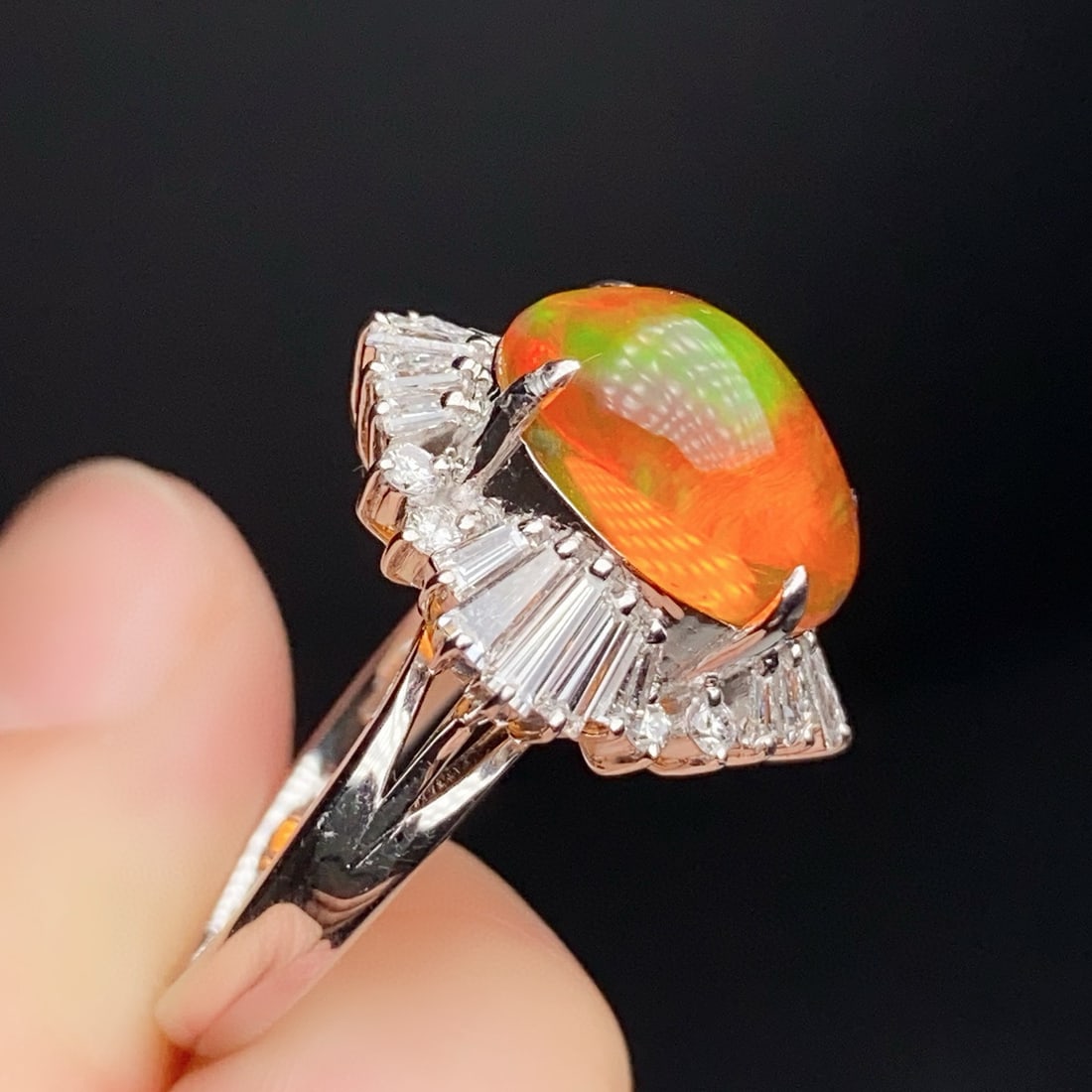 14k Gold 5.69 Ctw Natural Opal & Diamond Ring - 4