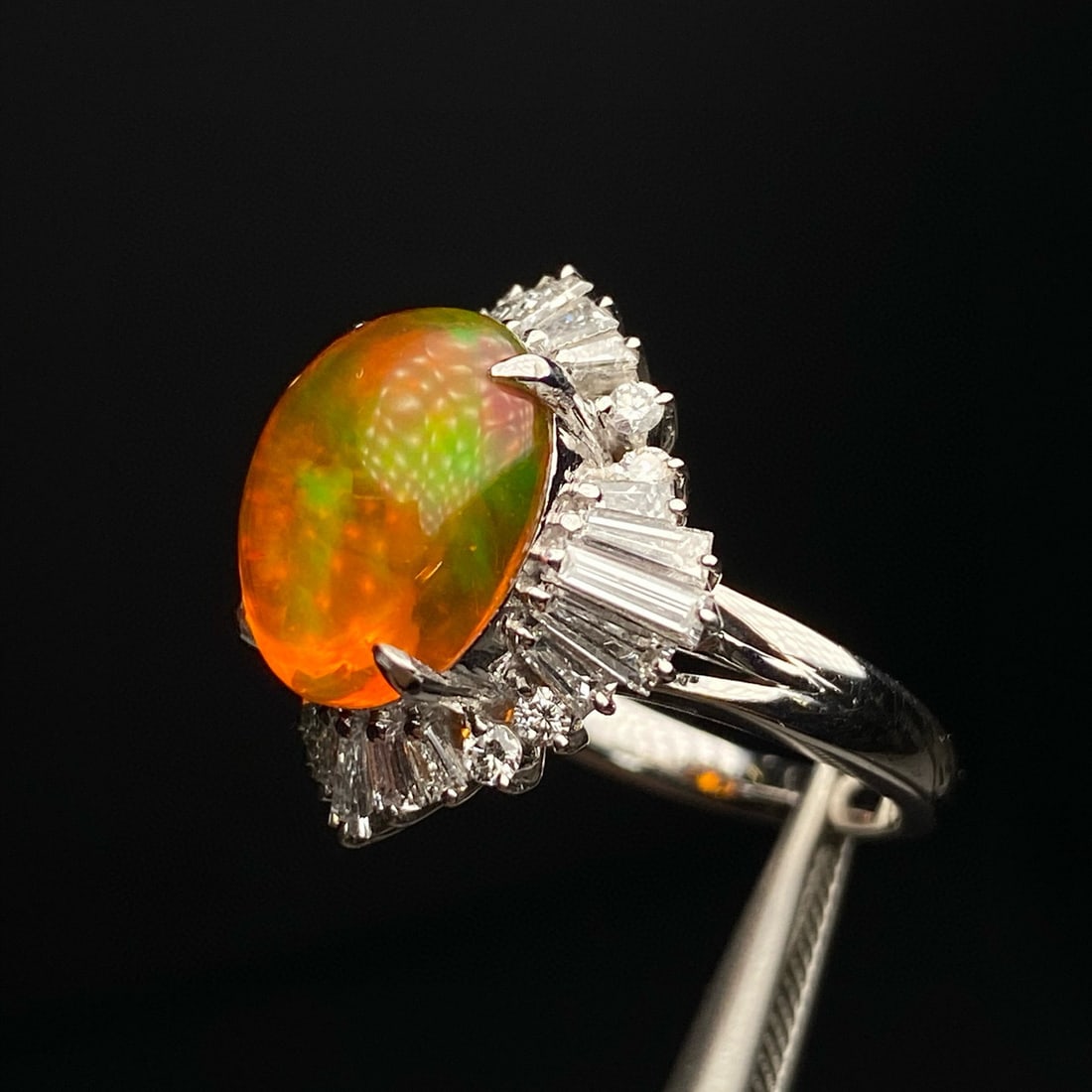 14k Gold 5.69 Ctw Natural Opal & Diamond Ring - 5