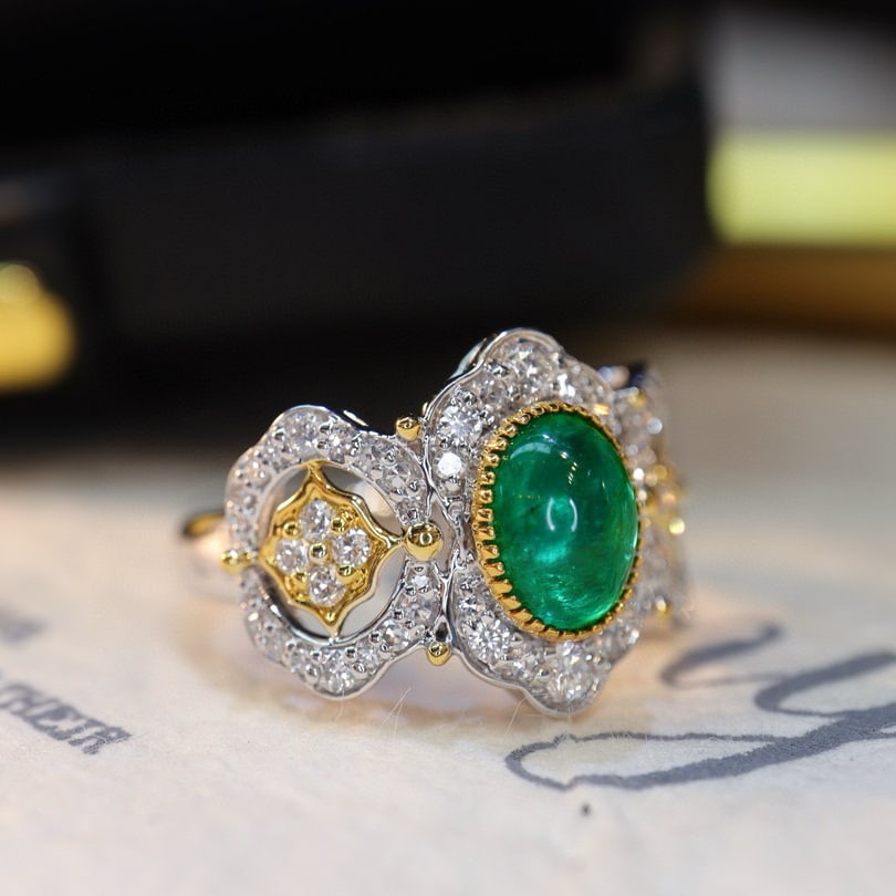 14k Gold 2.09 Ctw Natural Emerald & Diamond Ring - 3
