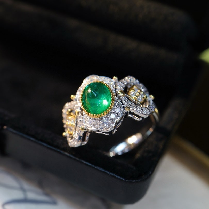 14k Gold 2.09 Ctw Natural Emerald & Diamond Ring - 5