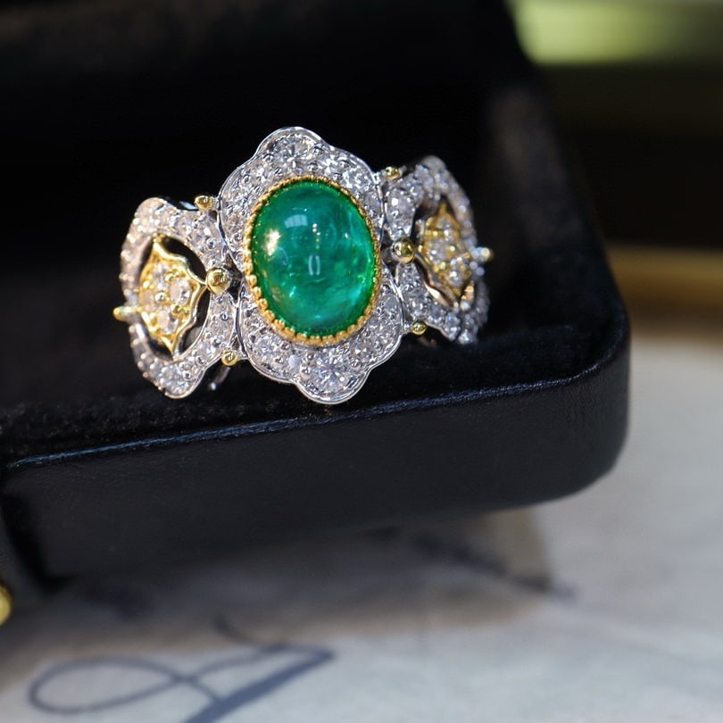 14k Gold 2.09 Ctw Natural Emerald & Diamond Ring - 6