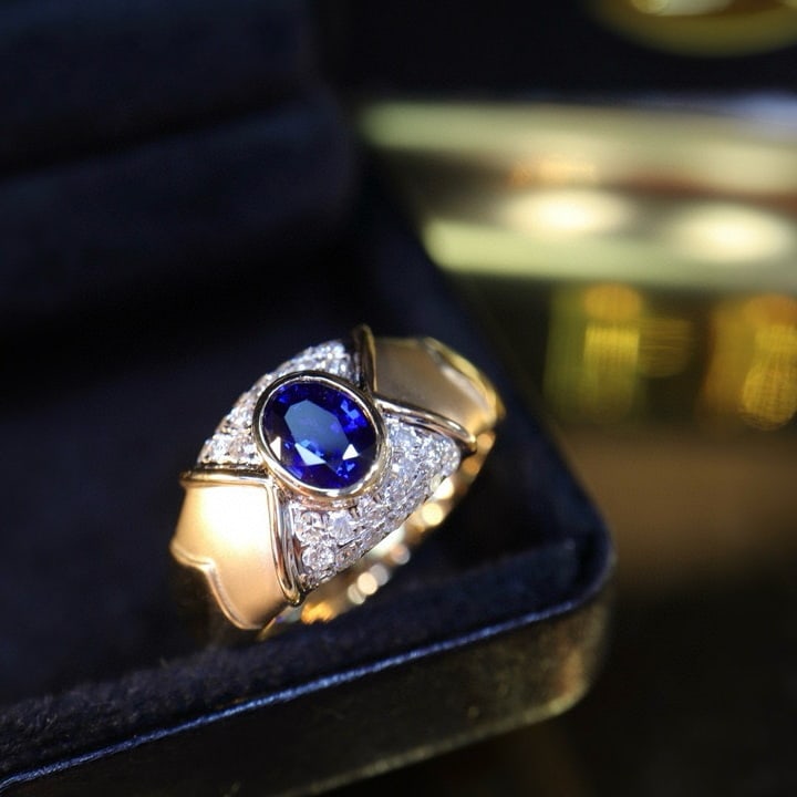 14k Gold 0.98 Ctw Natural Sapphire & Diamond Ring (1 of 5)