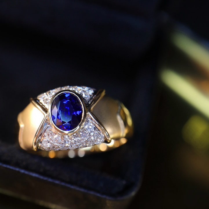 14k Gold 0.98 Ctw Natural Sapphire & Diamond Ring - 2