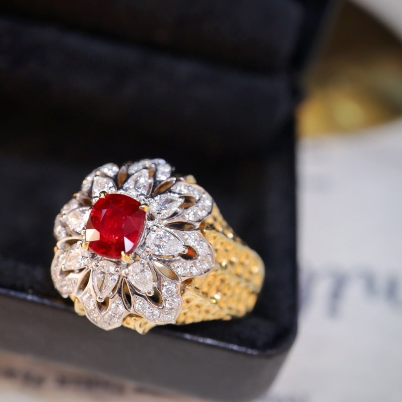 14k Gold 1.47 Ctw Natural Ruby & Diamond Ring - 2