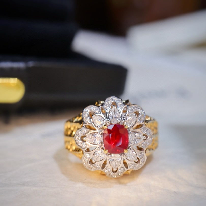 14k Gold 1.47 Ctw Natural Ruby & Diamond Ring - 3