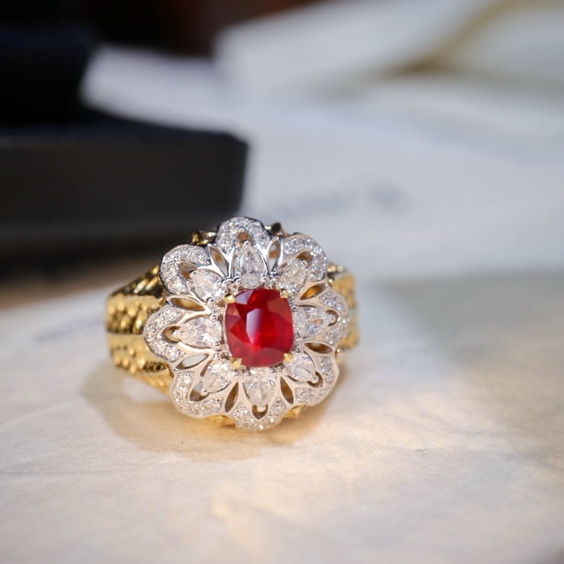 14k Gold 1.47 Ctw Natural Ruby & Diamond Ring - 4