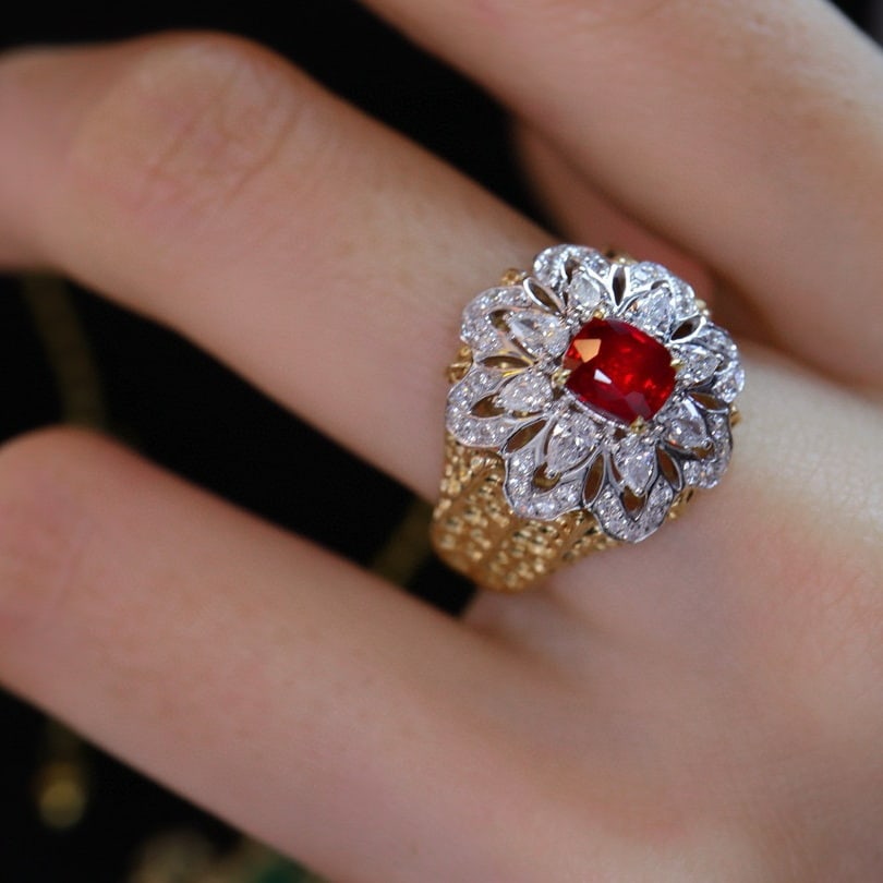 14k Gold 1.47 Ctw Natural Ruby & Diamond Ring - 5