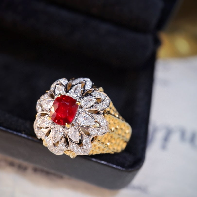 14k Gold 1.47 Ctw Natural Ruby & Diamond Ring - 6