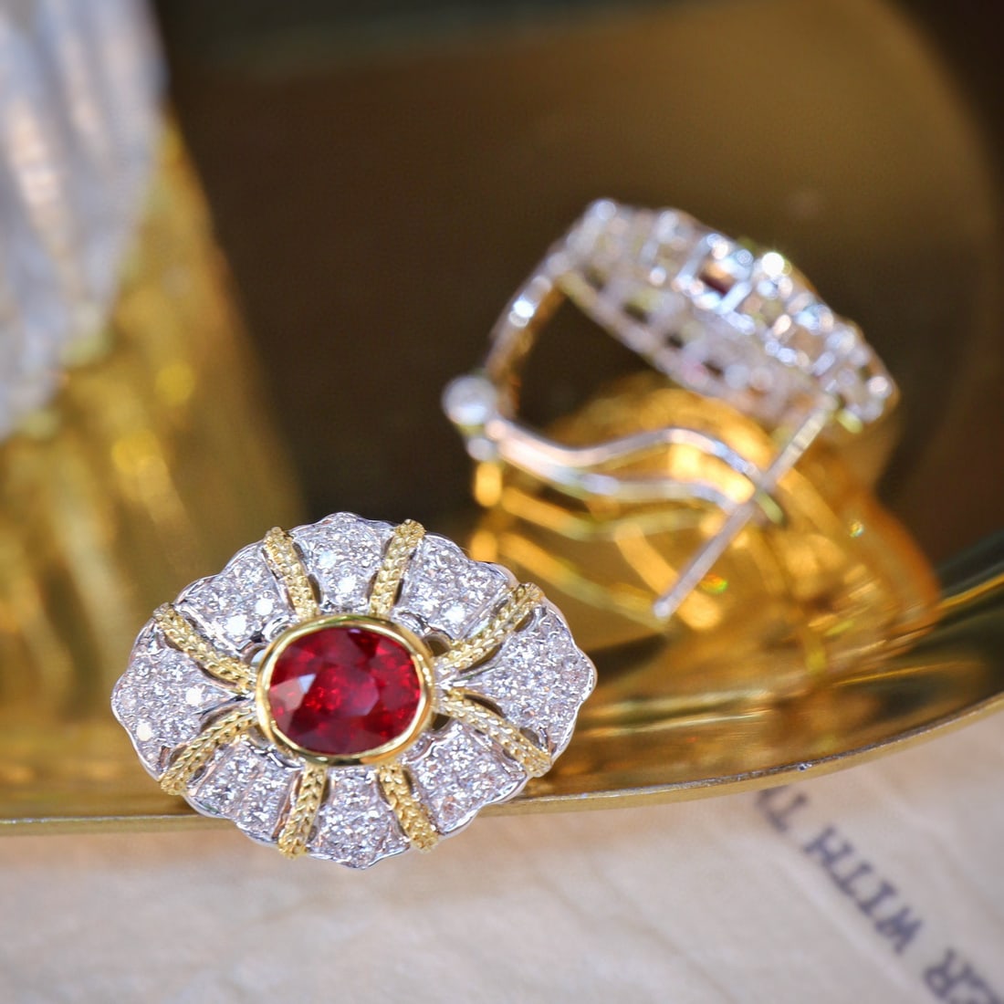 14k Gold 2.40 Ctw Natural Ruby & Diamond Earrings - 2