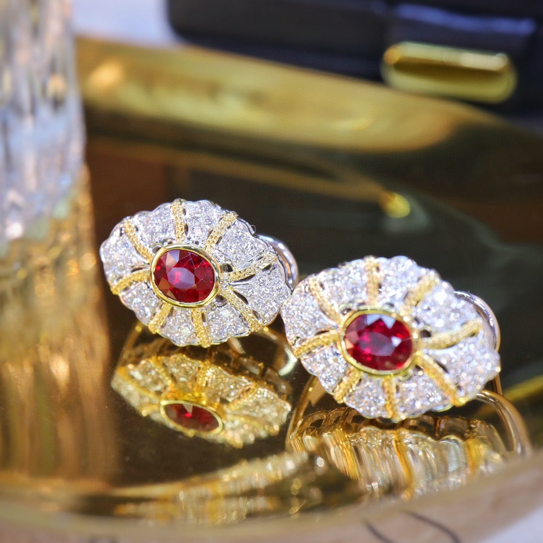 14k Gold 2.40 Ctw Natural Ruby & Diamond Earrings - 4
