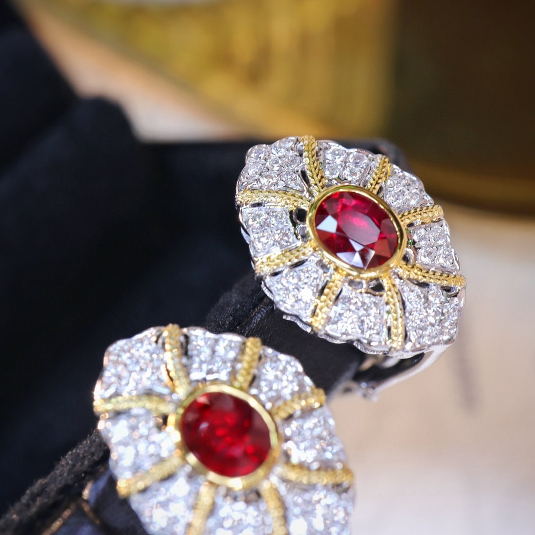 14k Gold 2.40 Ctw Natural Ruby & Diamond Earrings - 6