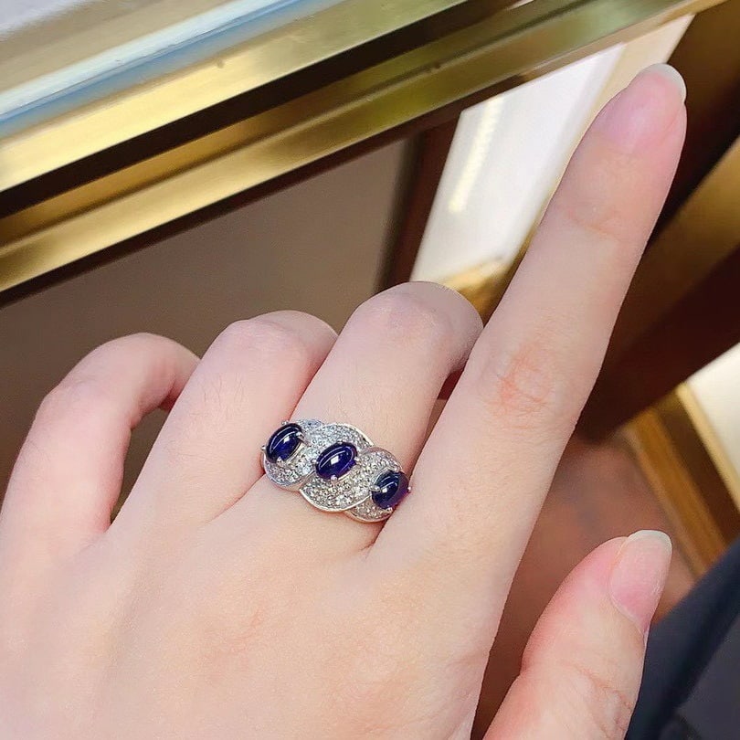 14k Gold 2.3 Ct Natural Sapphire & Diamond Ring - 6