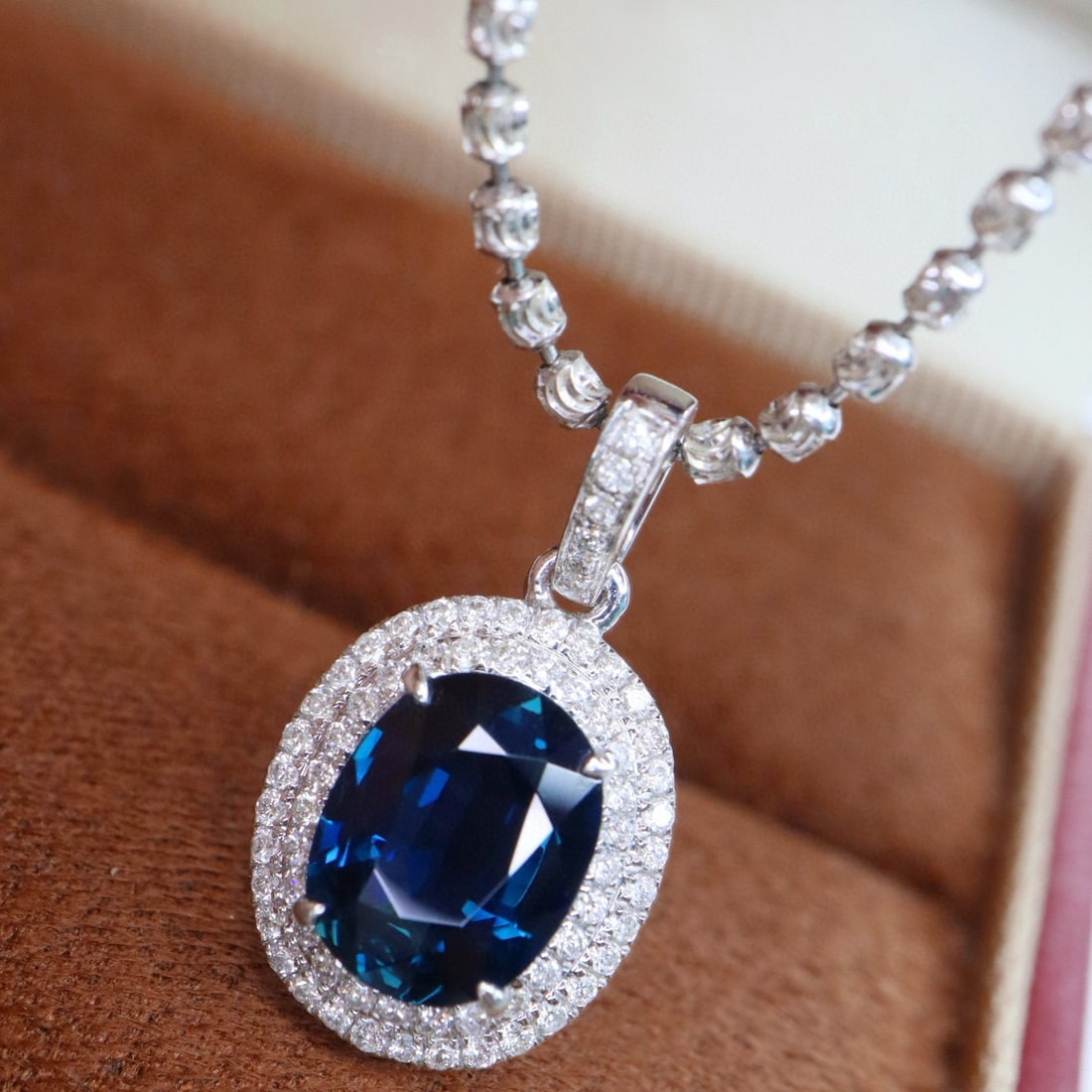 14k Gold 1.86 Ctw Natural Sapphire & Diamond Pendant( Without Chain ): Ref:230994058 // gold content:14k gold // main gemstone:sapphire // shape:oval // carat weight:1. 65ct // color:blue // treatment:natural // // adjacent gemstone 2 : diamond // shape:round // carat we
