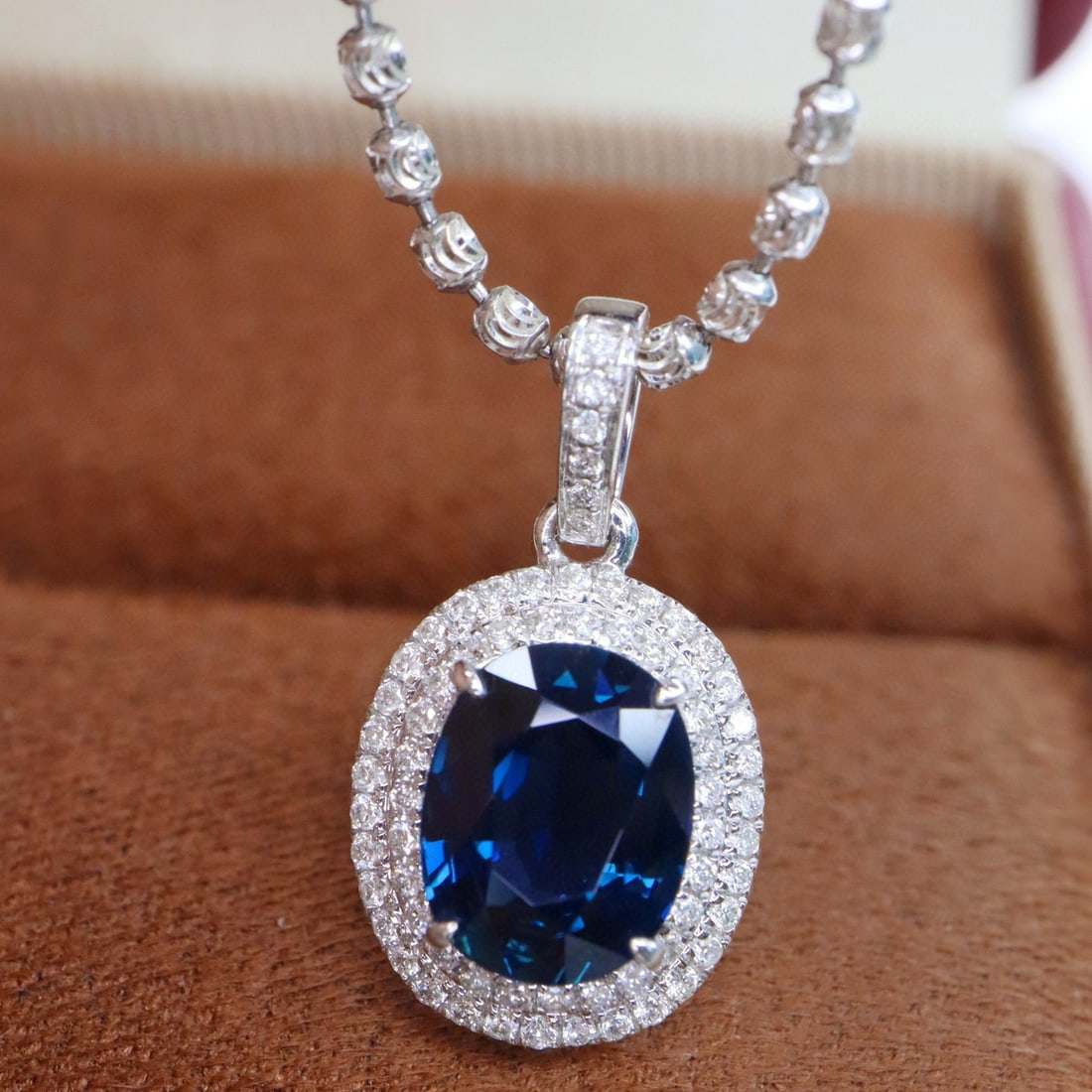 14k Gold 1.86 Ctw Natural Sapphire & Diamond Pendant( Without Chain ) - 2
