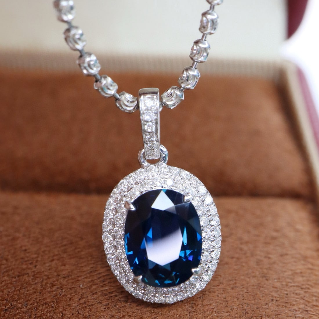14k Gold 1.86 Ctw Natural Sapphire & Diamond Pendant( Without Chain ) - 3