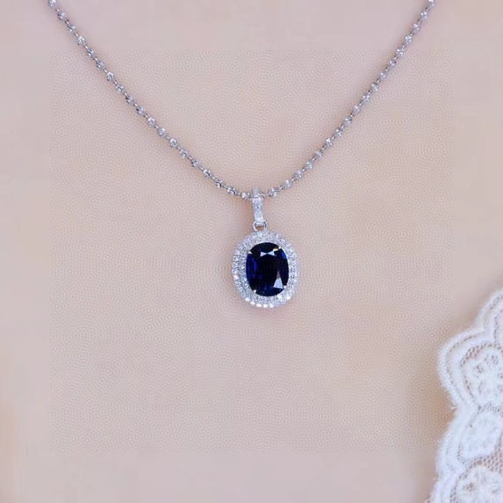 14k Gold 1.86 Ctw Natural Sapphire & Diamond Pendant( Without Chain ) - 5