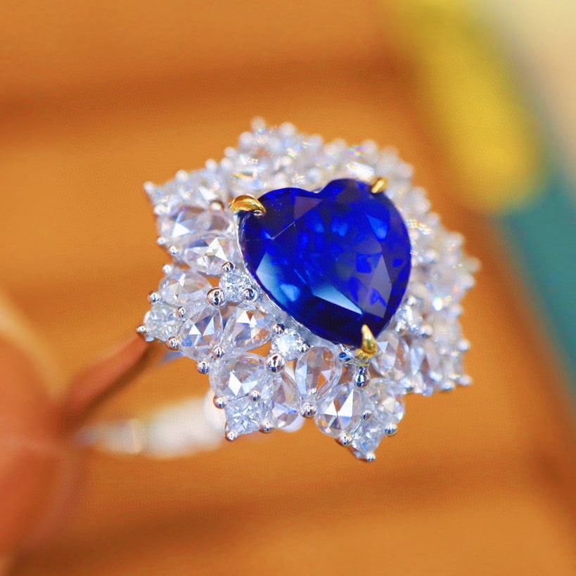 14k Gold 3.43 Ctw Natural Sapphire & Diamond Ring - 2