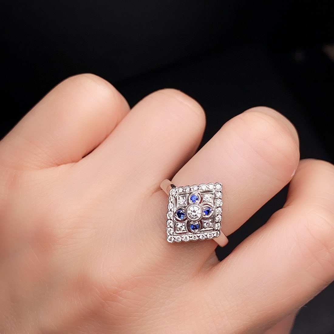 14k Gold 0.36 Ctw Natural Sapphire & Diamond Ring - 2