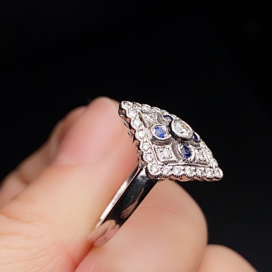 14k Gold 0.36 Ctw Natural Sapphire & Diamond Ring - 4