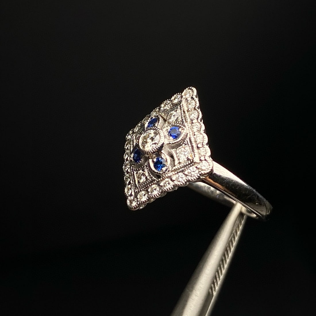 14k Gold 0.36 Ctw Natural Sapphire & Diamond Ring - 5