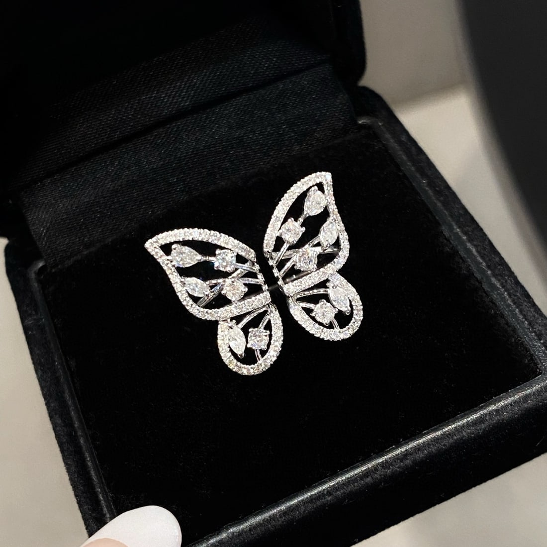 14k Gold 0.75 Ct Natural H Diamond & Butterfly Ring - 6
