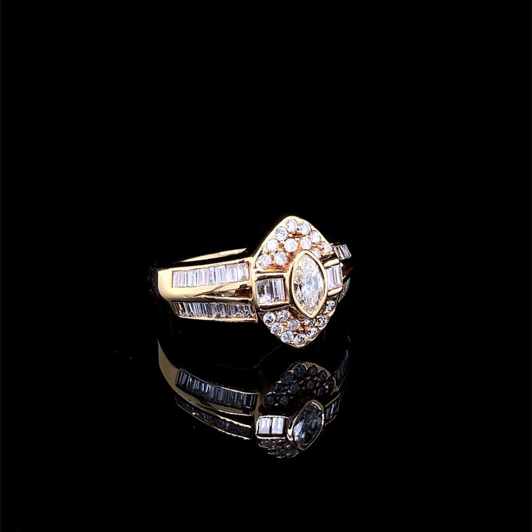 14k Gold 1.17 Ct Natural H Diamond Ring - 4
