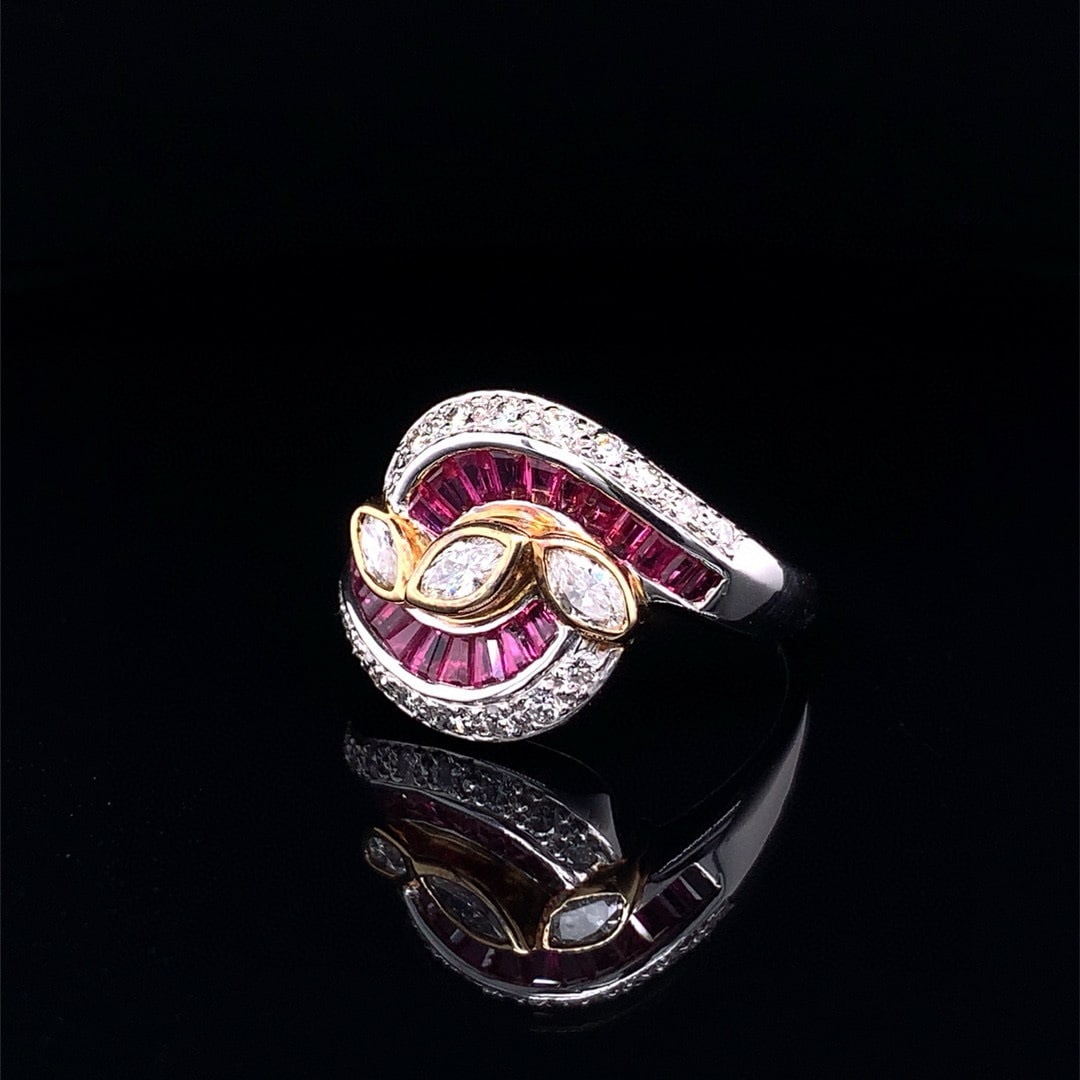 14k Gold 1.04 Ct Natural Ruby & Diamond Ring - 4