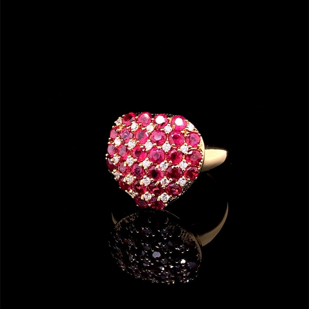 14k Gold 2.49 Ctw Natural Ruby & Diamond Ring - 2
