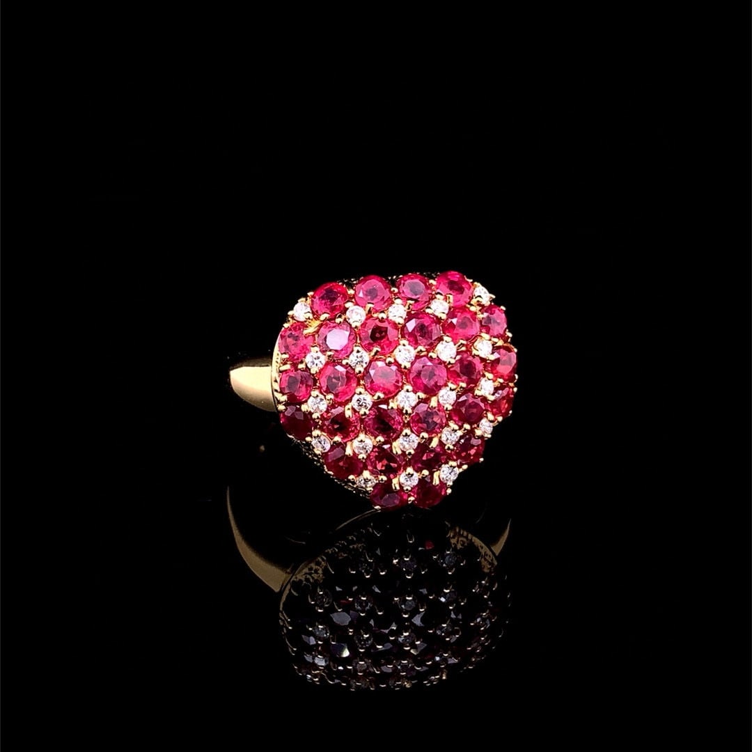 14k Gold 2.49 Ctw Natural Ruby & Diamond Ring - 3