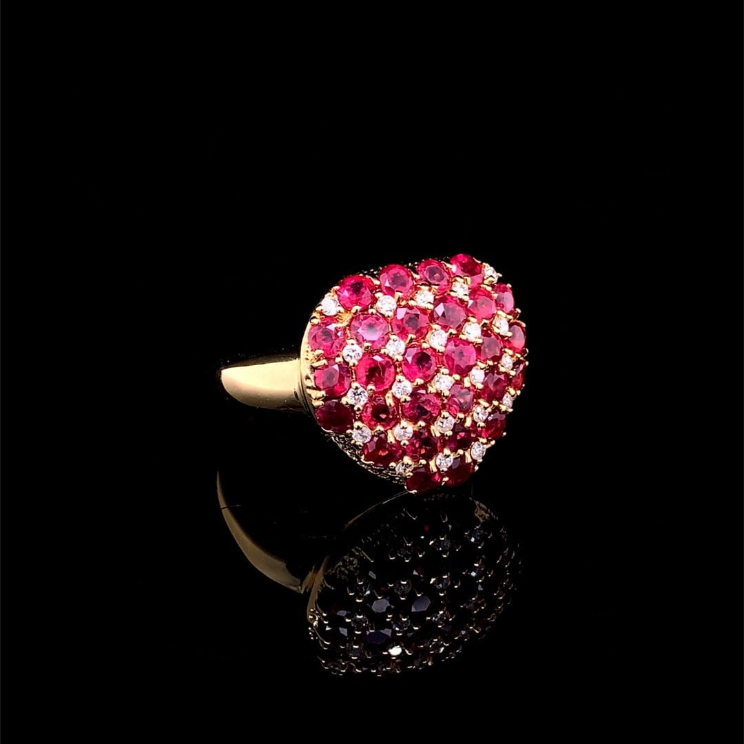14k Gold 2.49 Ctw Natural Ruby & Diamond Ring - 4