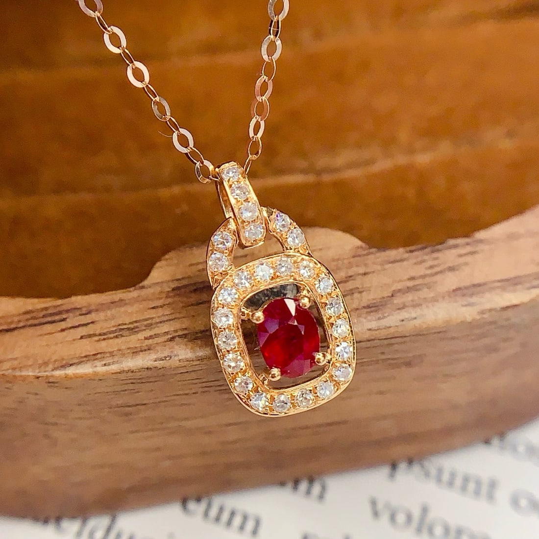 14k Gold 0.24 Ct Natural Ruby & Diamond Necklace - 6