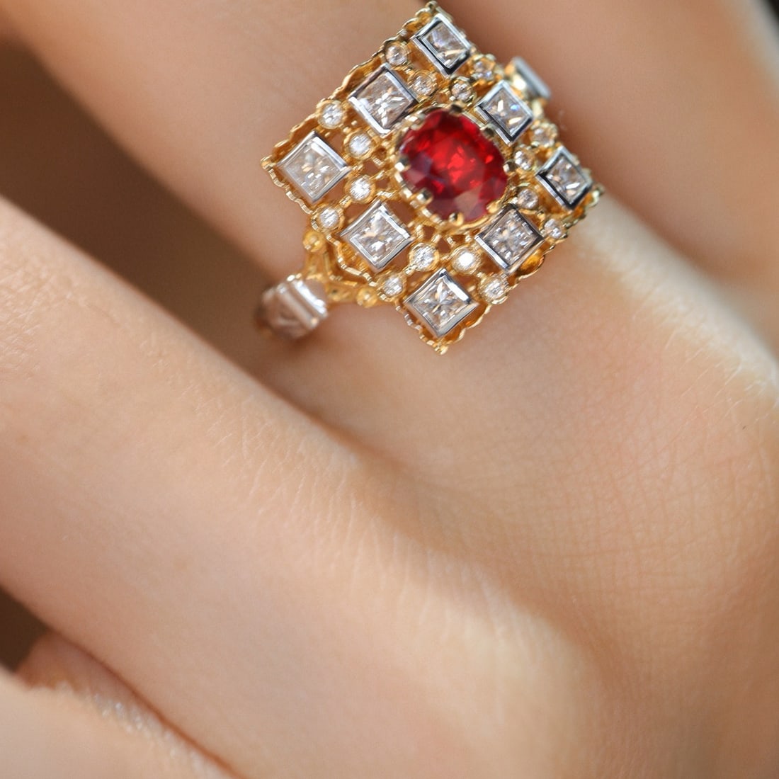 14k Gold 1.07 Ctw Natural Ruby & Diamond Ring - 2