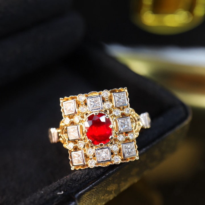 14k Gold 1.07 Ctw Natural Ruby & Diamond Ring - 4