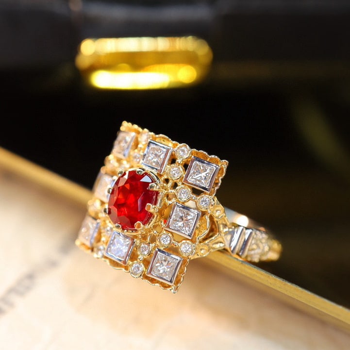 14k Gold 1.07 Ctw Natural Ruby & Diamond Ring - 5