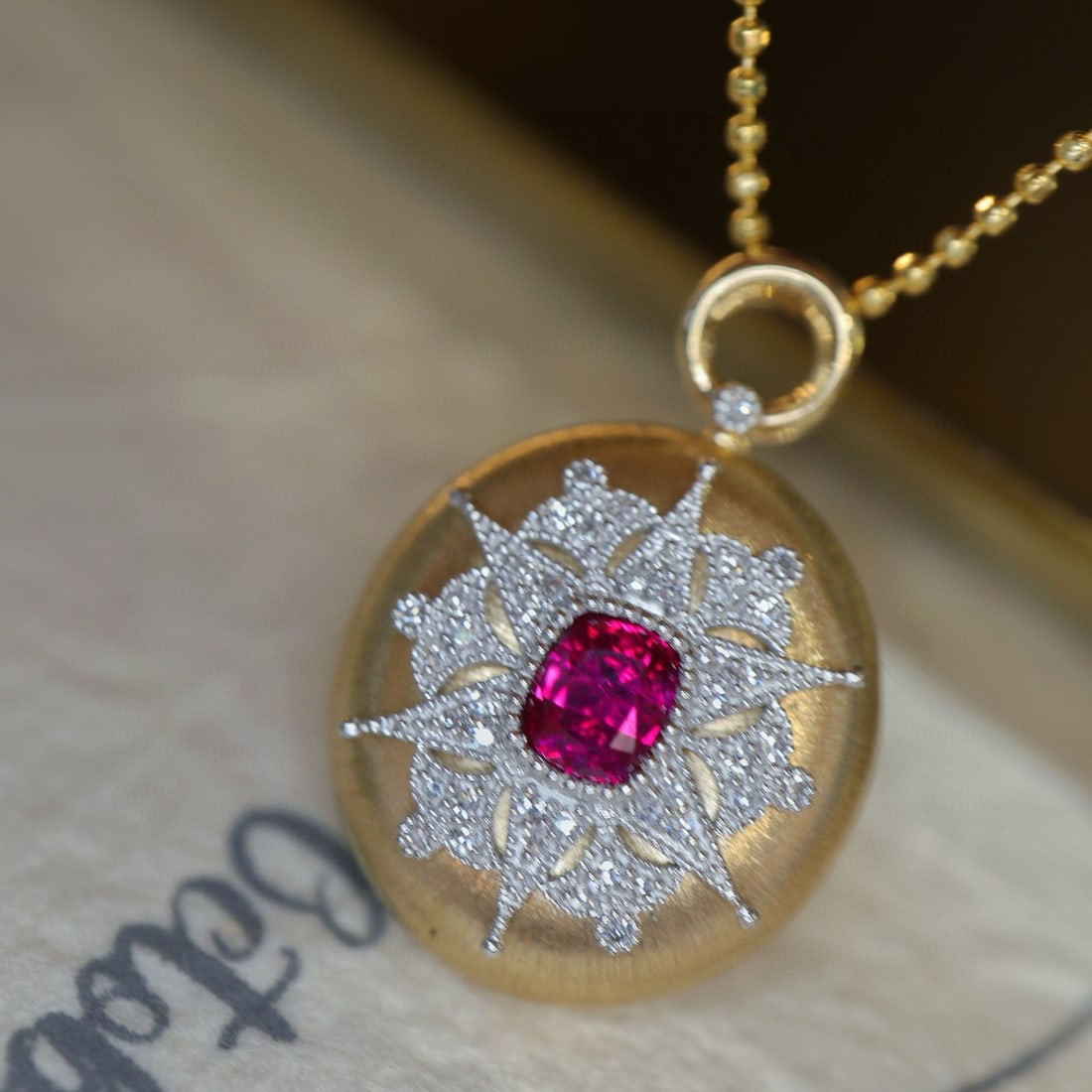 14k Gold 0.3 Ct Natural Ruby & Diamond Pendant( Without Chain ): Ref:230994075 // gold content:14k gold // main gemstone:ruby // shape:cushion // carat weight:0. 3ct // color:red // treatment:natural // // adjacent gemstone 2 : diamond // shape:round // clarity
