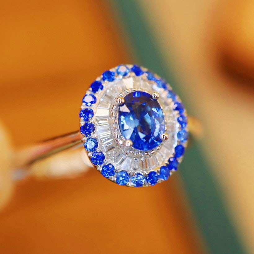 14k Gold 0.69 Ctw Natural Sapphire & Sapphire Ring - 2