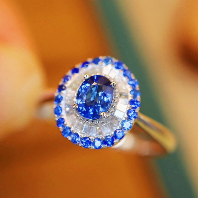 14k Gold 0.69 Ctw Natural Sapphire & Sapphire Ring - 3