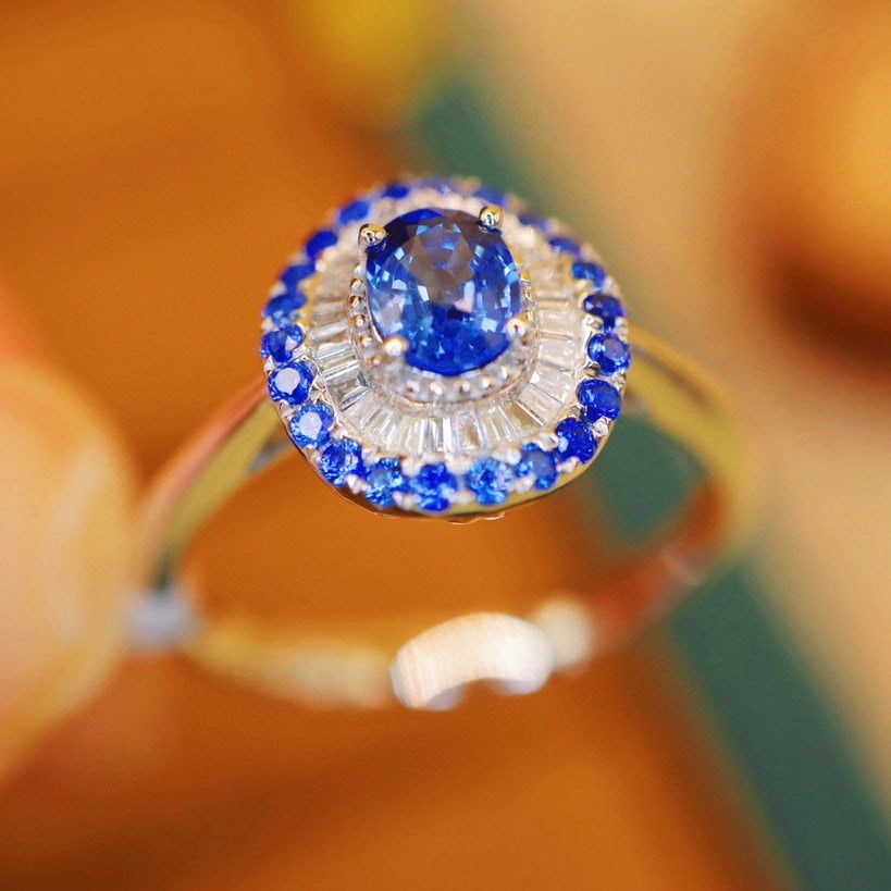 14k Gold 0.69 Ctw Natural Sapphire & Sapphire Ring - 4