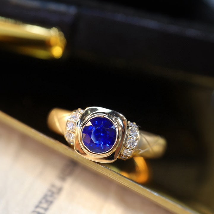 14k Gold 0.75 Ctw Natural Sapphire & Diamond Ring - 2